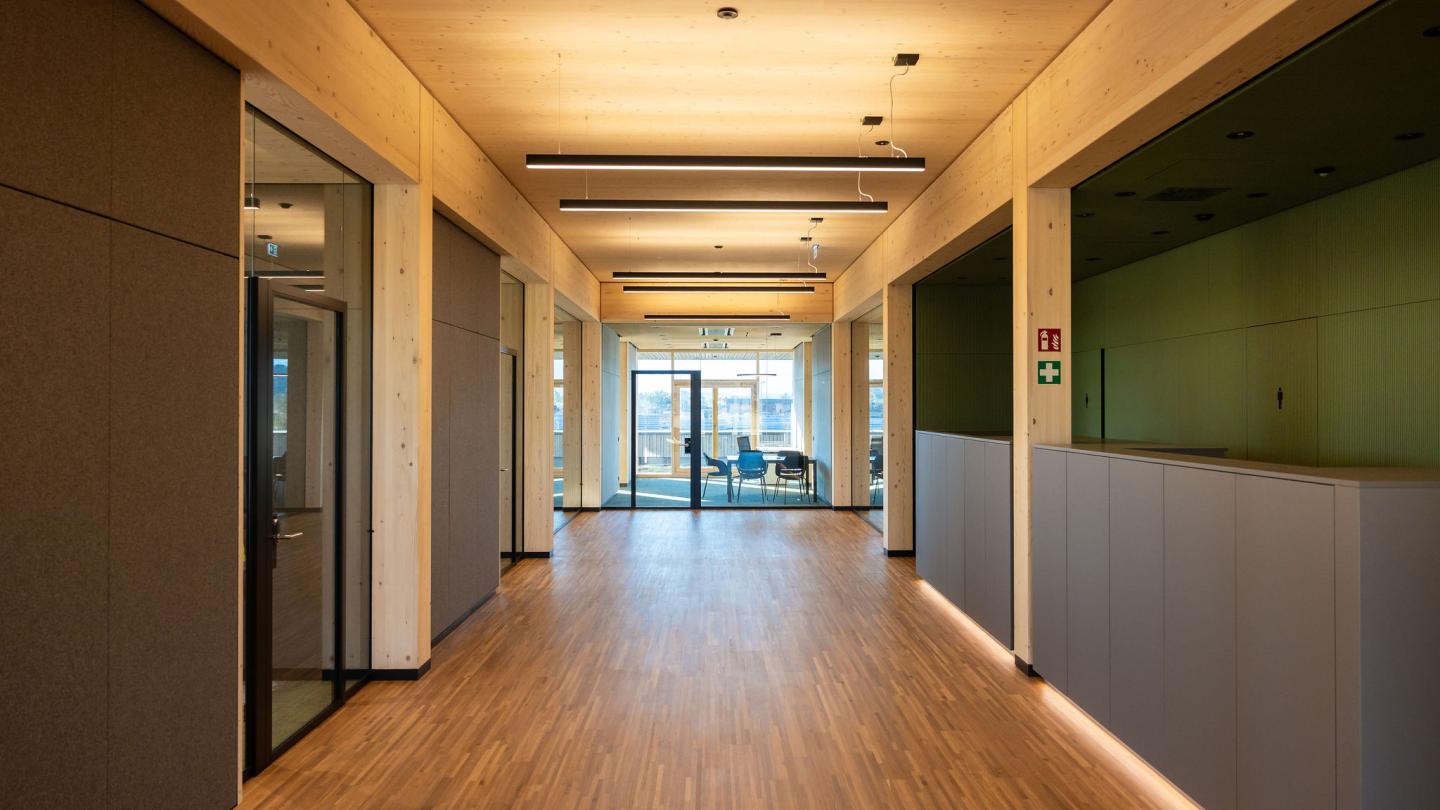 The new office building of HASSLACHER PREDING Holzindustrie, interior corridor