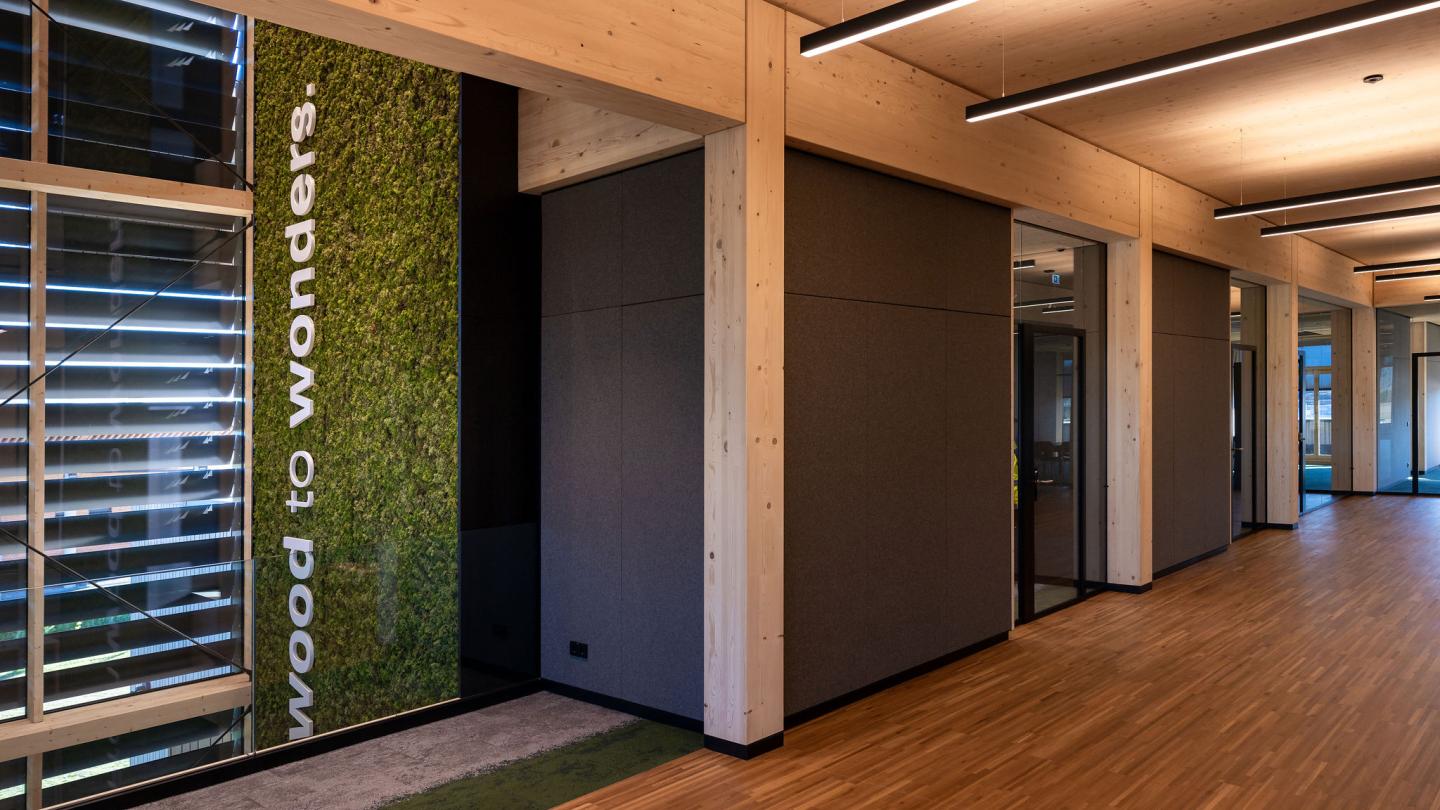 The new office building of HASSLACHER PREDING Holzindustrie, interior corridor