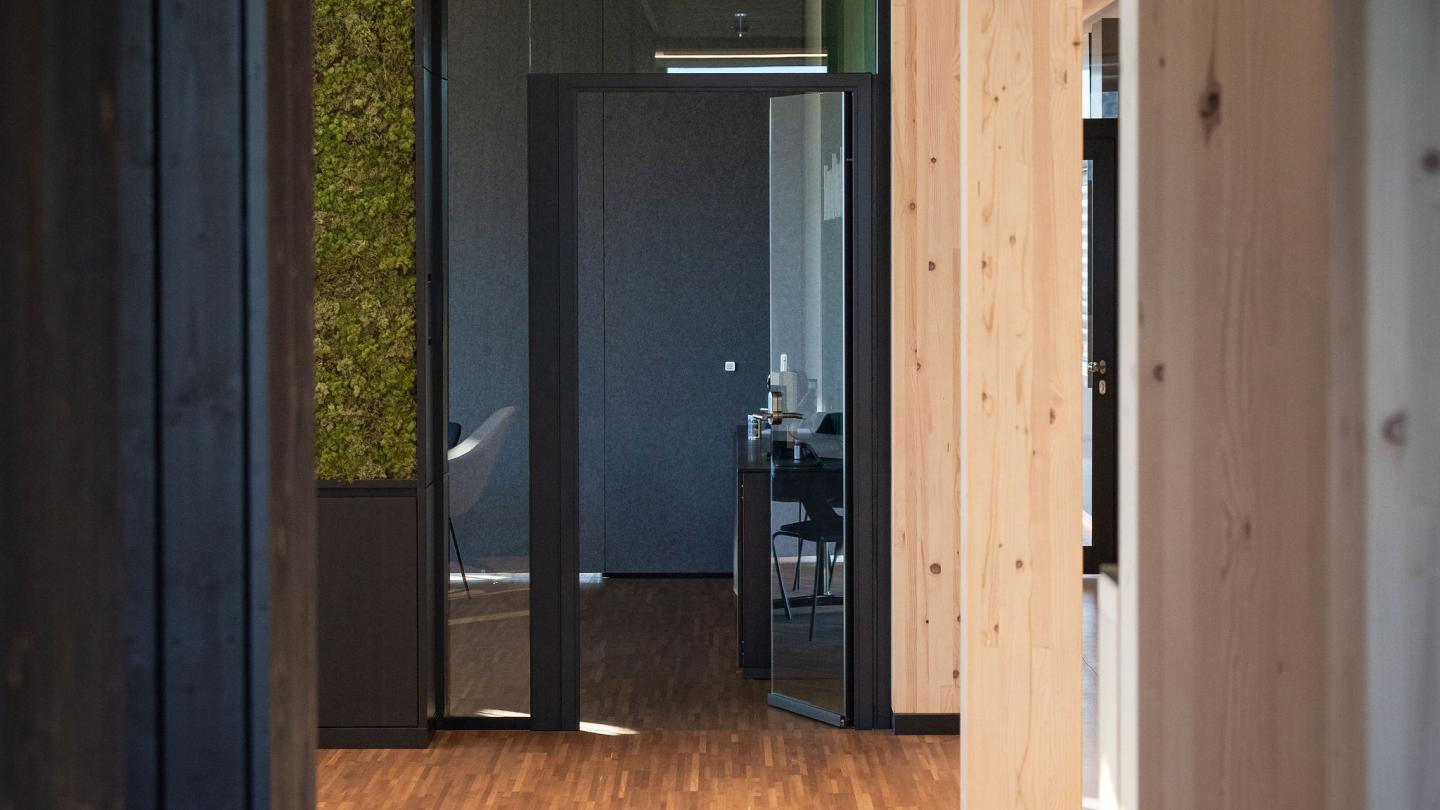 The new office building of HASSLACHER PREDING Holzindustrie, interior corridor