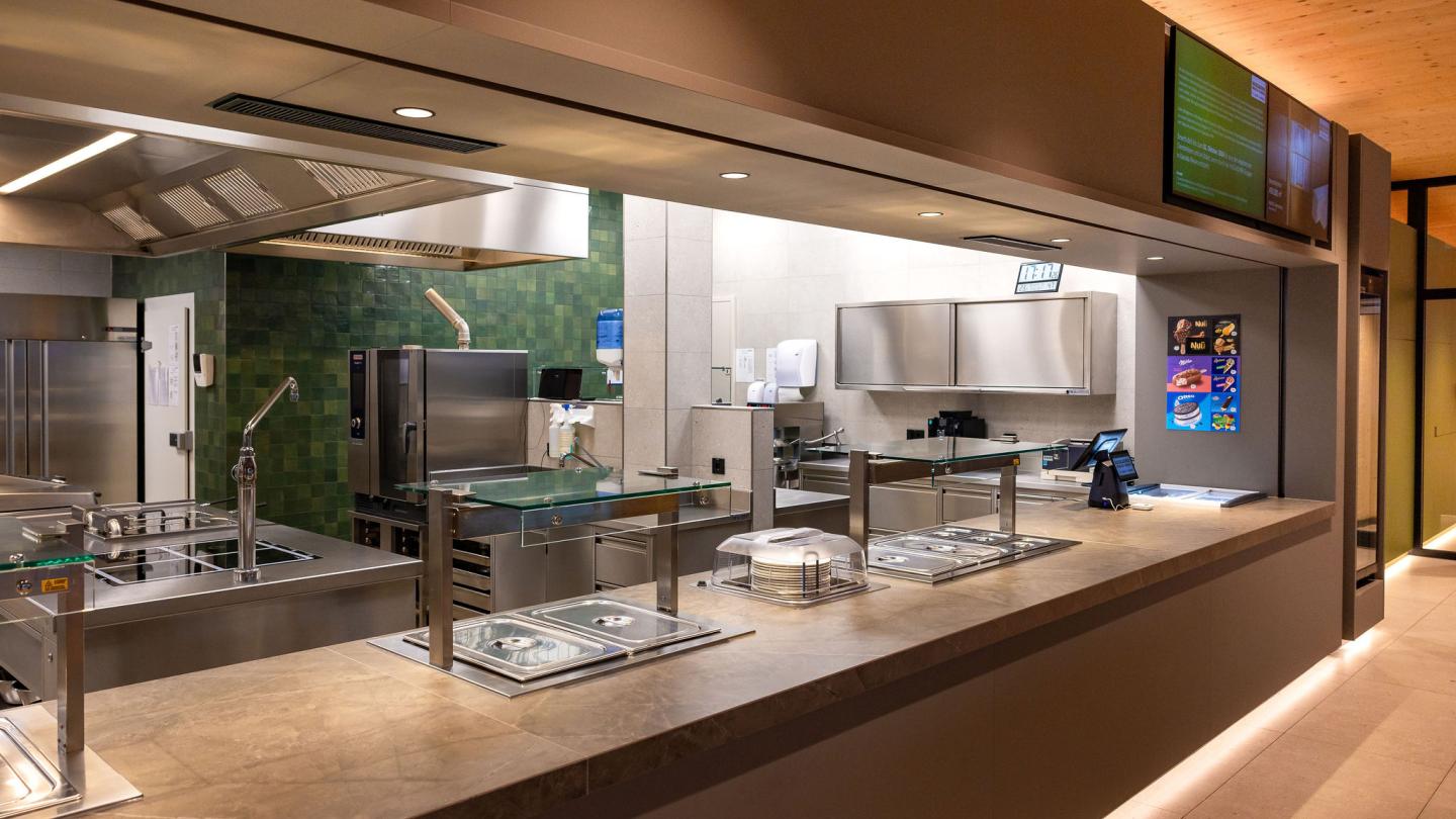 The new office building of HASSLACHER PREDING Holzindustrie, canteen kitchen