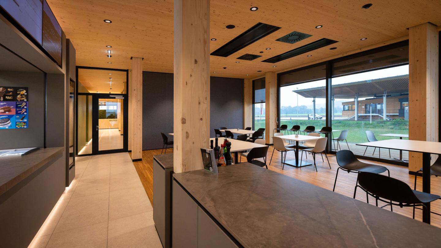The new office building of HASSLACHER PREDING Holzindustrie, canteen
